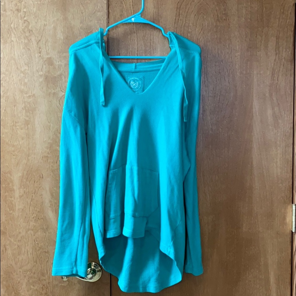 Teal green v neck sweatshirt